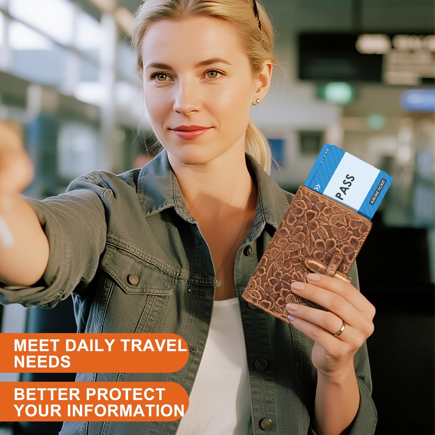 Thryxop Genuine Leather Passport Holder for Women Men - RFID Blocking Slim Travel Wallet，Brown