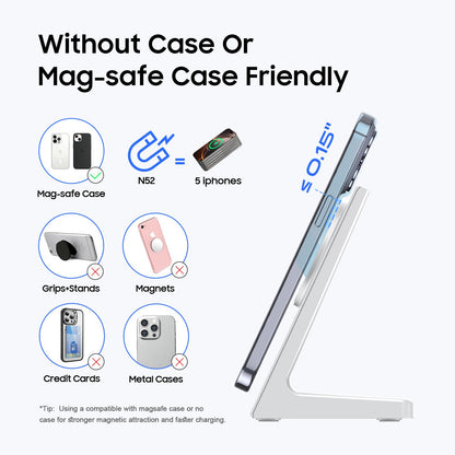 PUY for MagSafe Charger Stand,20W Fast Magnetic Wireless Charging Station with 25W PD Adapter，Stickable Desk Wireless Charger for iPhone 17/16/15/14/13/12 Pro/Pro Max Series