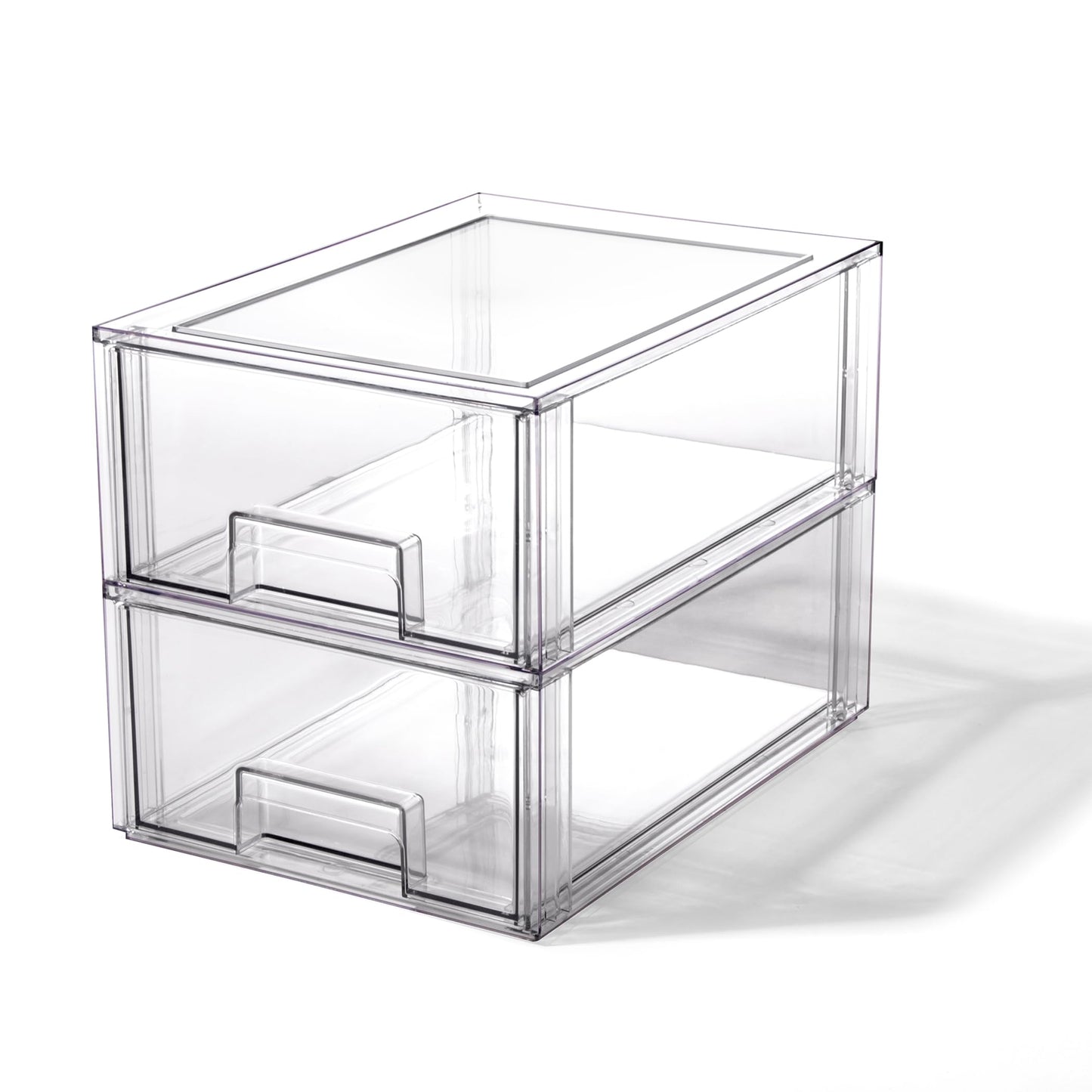 BINO | Stackable Storage Drawers, Large - 2 Pack, Clear | THE CRATE COLLECTION | Storage Bins With Drawers | Bathroom Organizers | Under Sink Organizer | Vanity Cabinet Home Organization