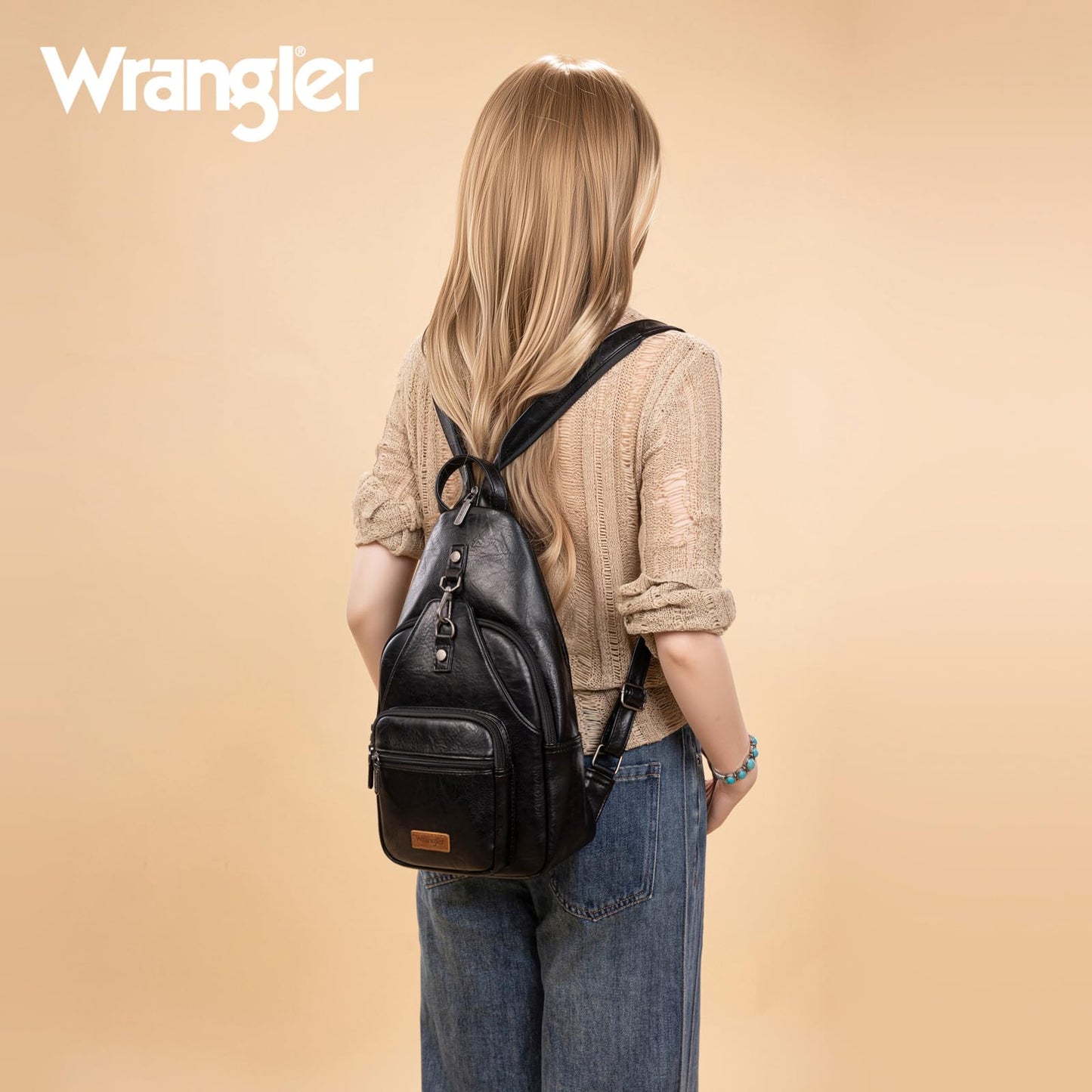 Montana West Wrangler Convertible Backpack for Women Vintage Shoulder Purses with Adjustable Sling Backpack Strap WG290-347BK