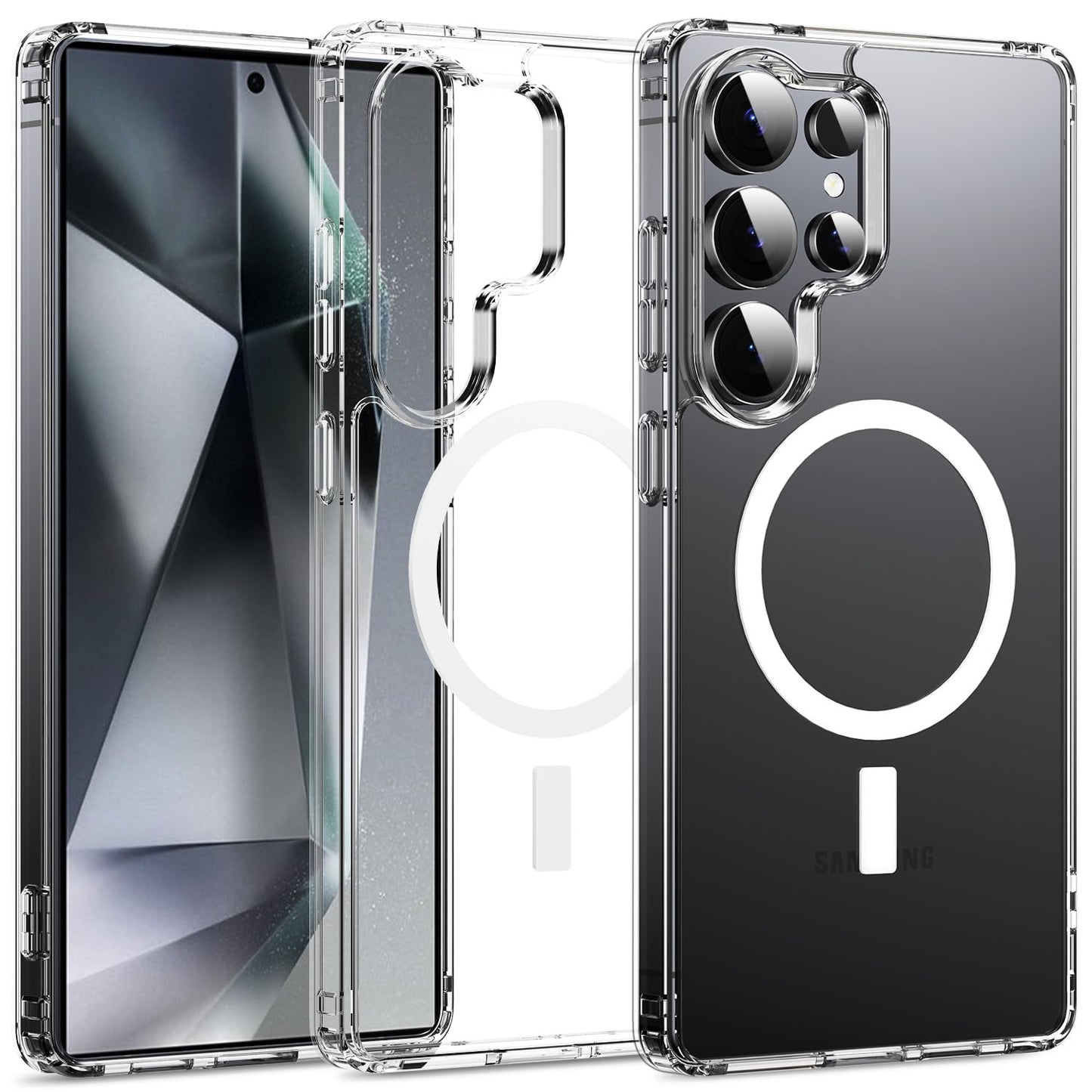 CASEVASN Compatible with Samsung Galaxy S24 Ultra Case, Hybrid Scratch Resistant Clear TPU Shock Absorption Slim Flexible Gel Silicone Protective Magnetic Phone Cover for Galaxy S24 Ultra (Clear)