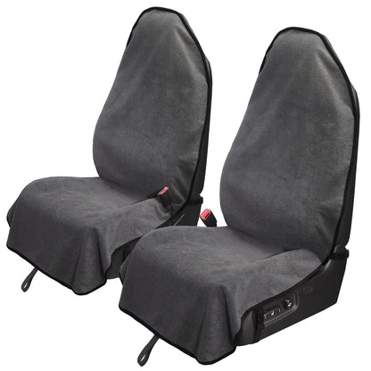 Leader Accessories 2pcs Grey Waterproof Towel Auto Car Seat Cover Protector Machine Washable - Fit Yoga Running Crossfit Athletes Beach Swimming Outdoor Sports