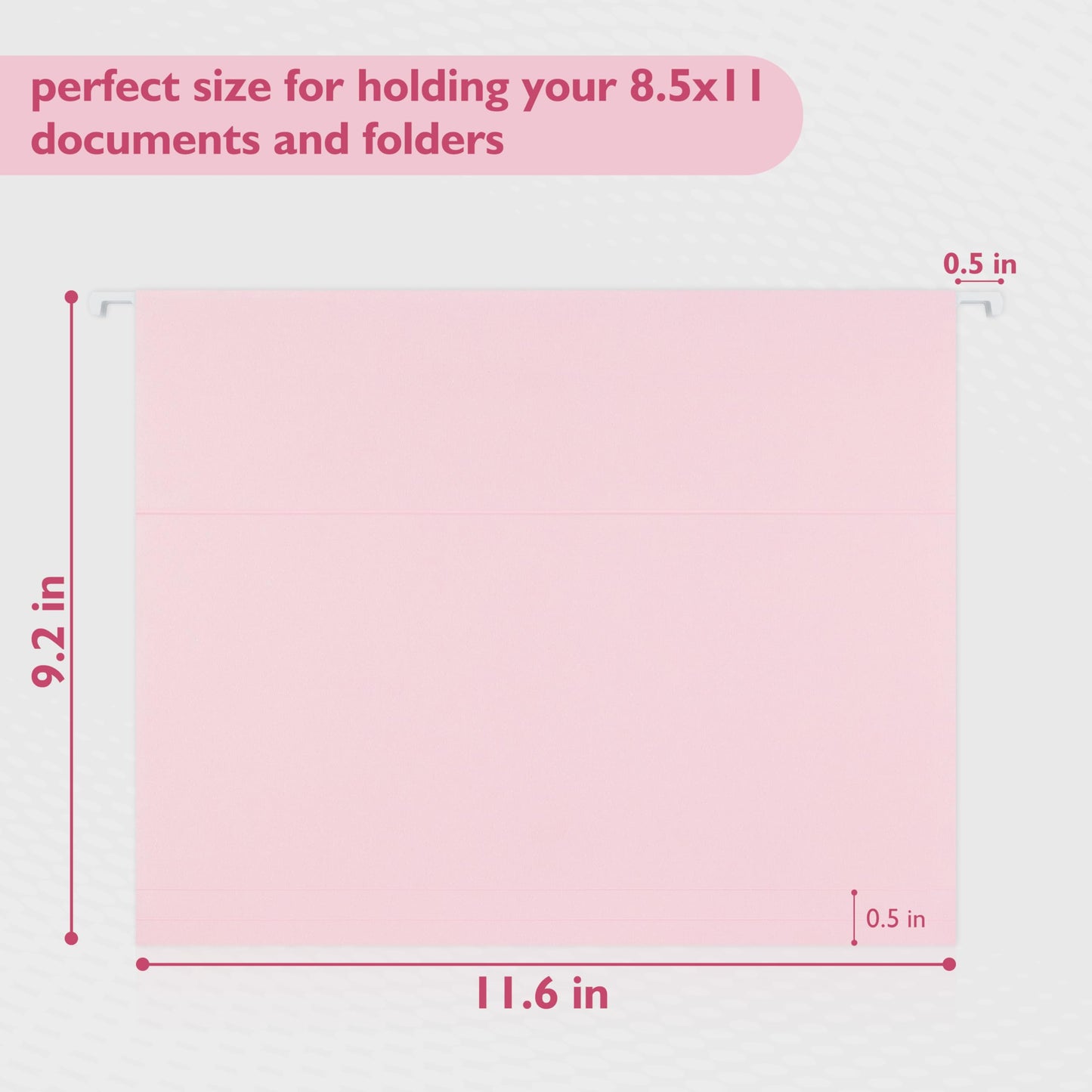 25 Packs Hanging File Folders,Cherry Pink Hanging File Folders Letter Size,Hanging Folders with 1/5-cut Tabs,Hanging Folders for Filing Cabinets, File Organizer Folder for Office,School,Home
