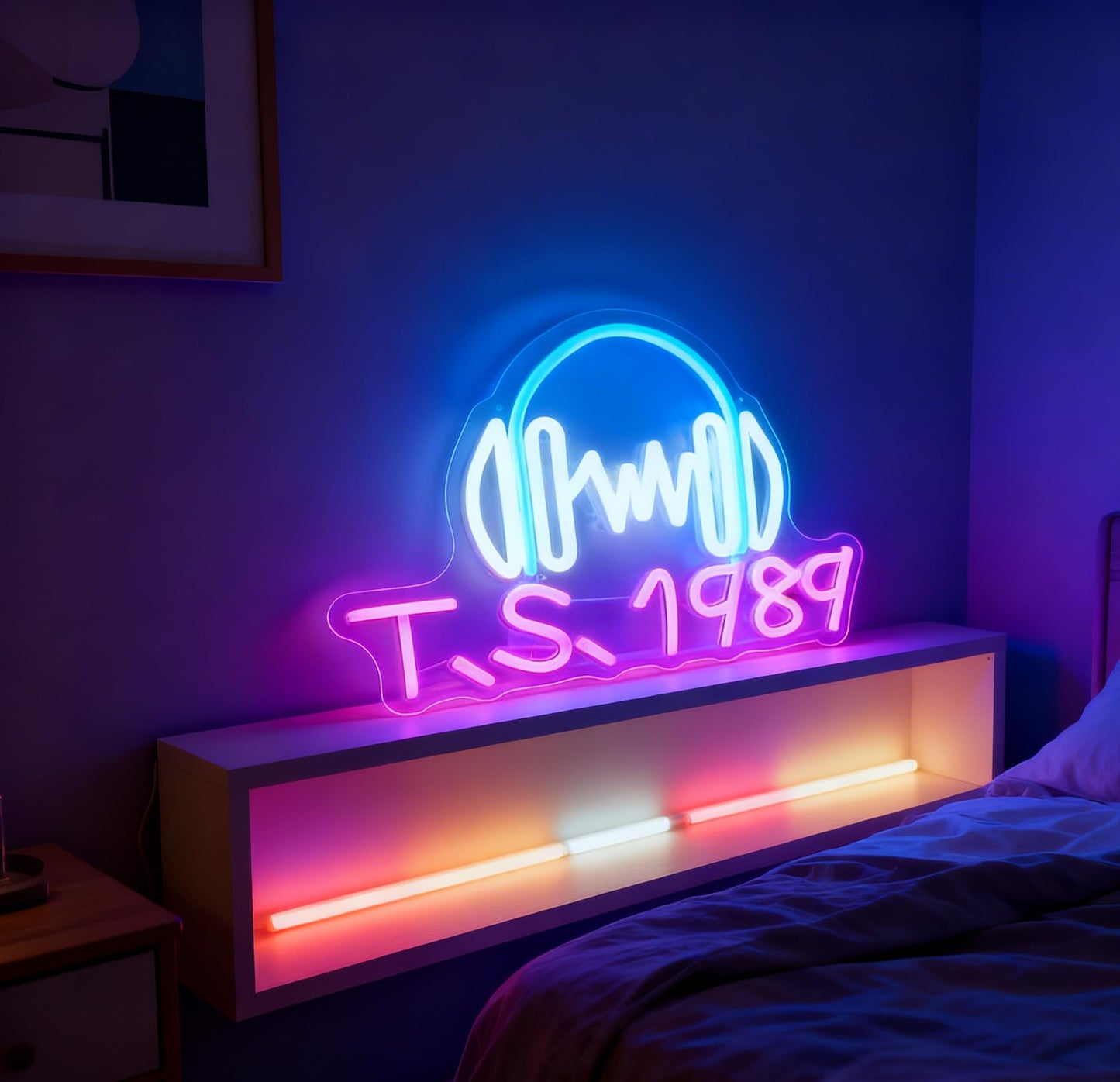 TS 1989 LED Neon Sign, USB Powered Dimmable Decorative Neon Light for Fans Music Room Bedroom Home Music Theme Party Gift Wall Table Decor 14.2 x 9.8 In