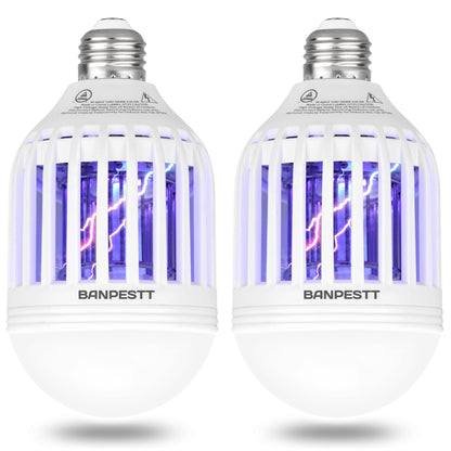 [2-Pack] BANPESTT Bug Zapper Light Bulb 2-in-1 Indoor Mosquito Zapper Gnat Trap- Electric Fly Insect Killer&Bug Catcher for Home Backyard Patio