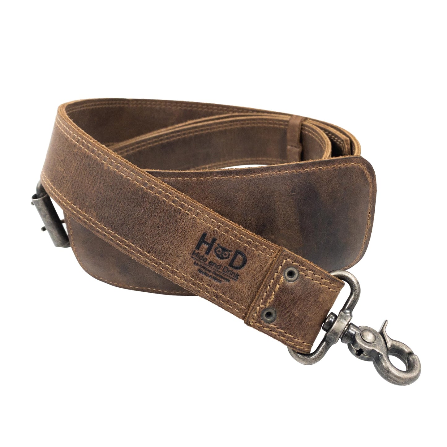 Hide & Drink, Full Grain Leather Adjustable Strap Replacement for Messenger, Duffle and Crossbody Bag, Handmade Shoulder Strap for Men and Women, Bourbon Brown
