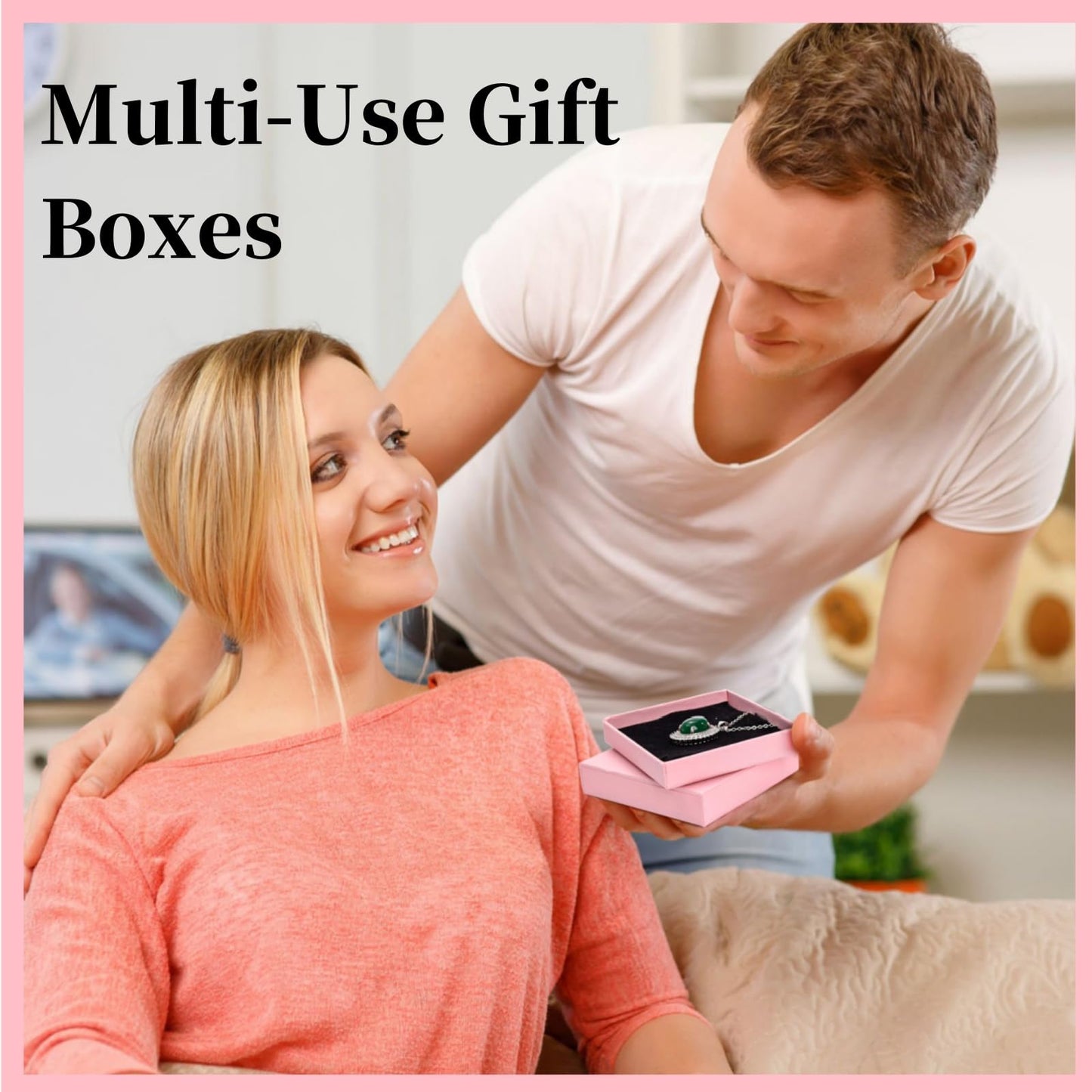 WRINGKIT 20 Pack Pink Jewelry Gift Boxes, Cardboard Jewelry Packaging Boxes with Lid and Black Sponge Lining, Small Empty Bracelet Gift Box Bulk for Earrings, Necklaces, Christmas, Valentine's Day