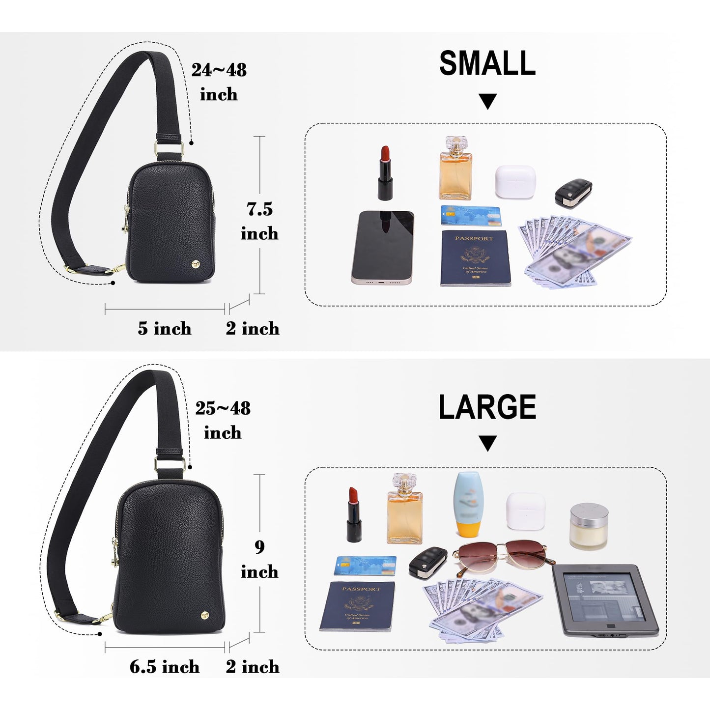 INICAT Anti Theft Crossbody Bag for Women, Small RFID Blocking Sling Purse with Zipper Lock for Travel, Vegan Leather(Brown)