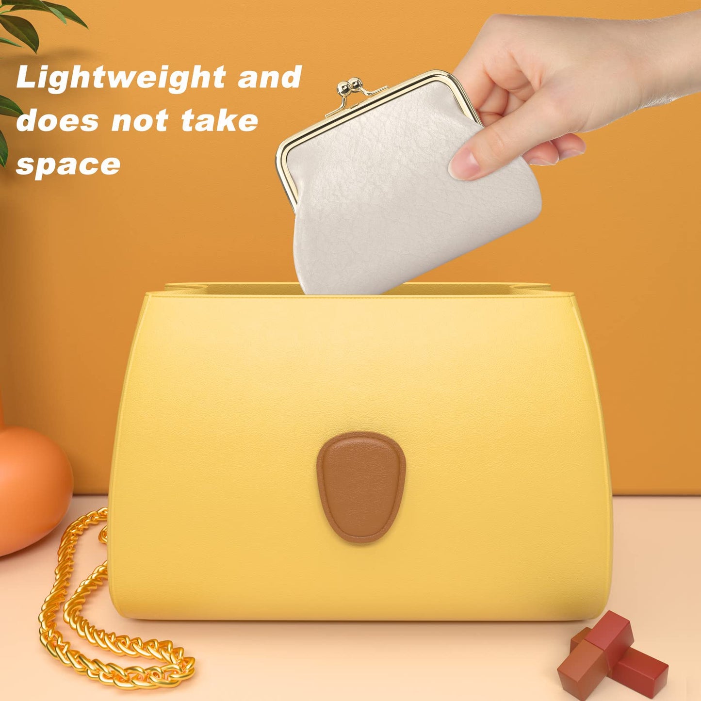 Coin Purse, Small PU Leather Change Purse, Coin Wallet with Clasp, Car Change Holder Pouch for Woman Men Kids Girls, Apricot
