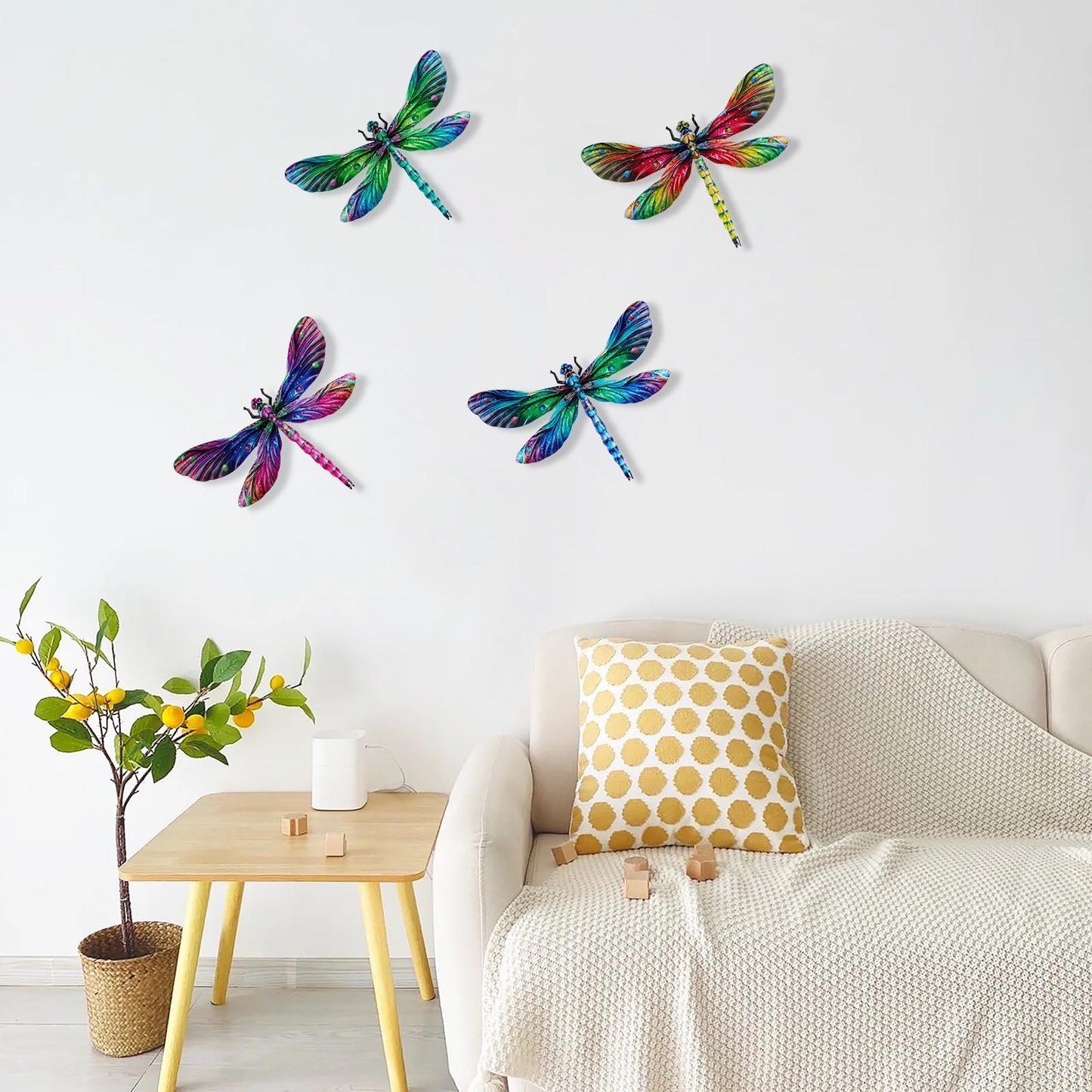 SUNREEK Metal Dragonfly Wall Decor, 9 Inches Dragonfly Outdoor Wall Art for Fence Garden Yard Patio Decorations