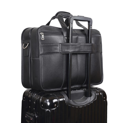 Polare 17'' Napa Leather Briefcase Laptop Attache Case Messenger Bag For Men Fits 15.6'' Laptop