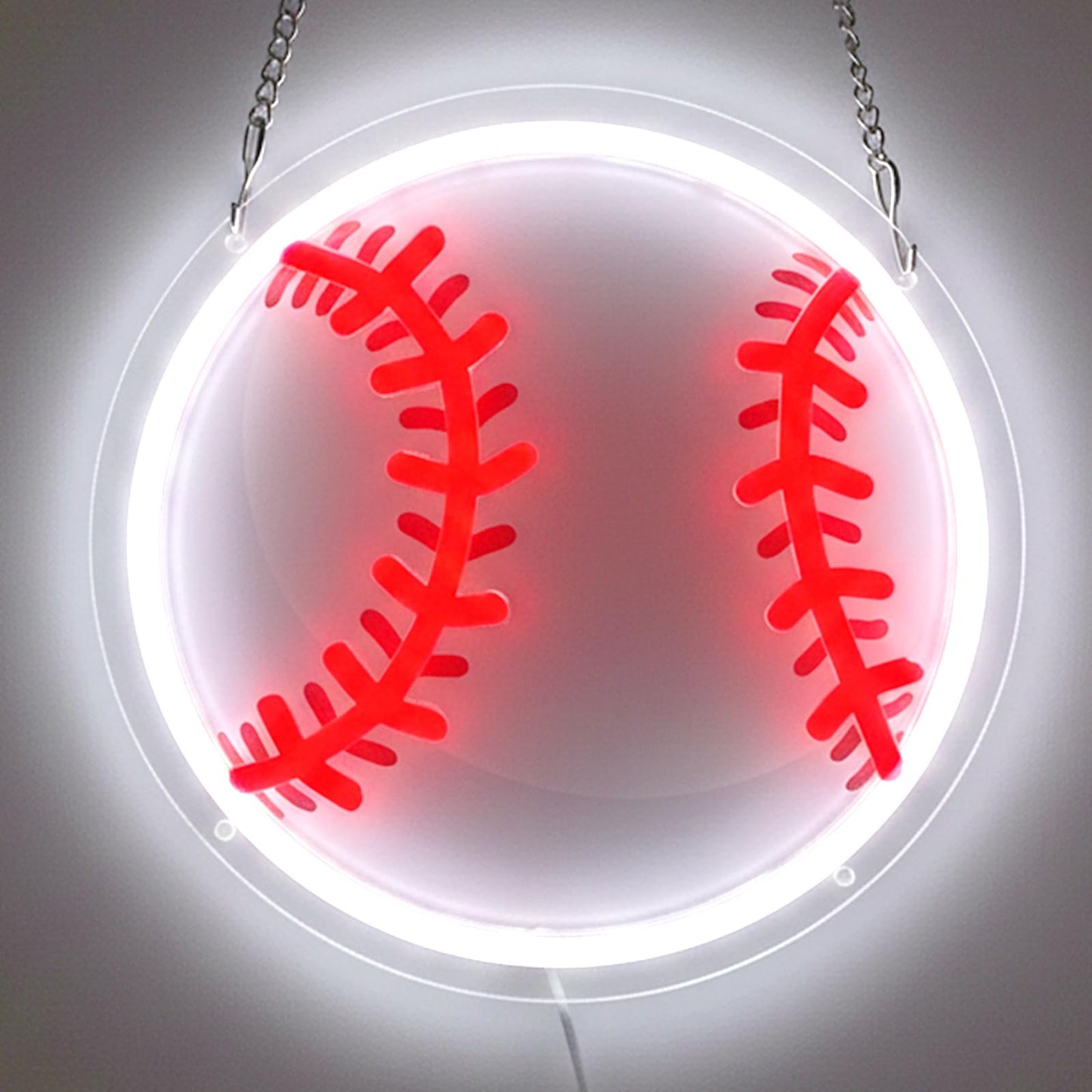 Baseball Gifts for Boys 8-12, Baseball Neon Sign for Wall Decor, Dimmable LED Light with Printed Design for Bedroom Sports Room Decor, 9 x 9 Inches