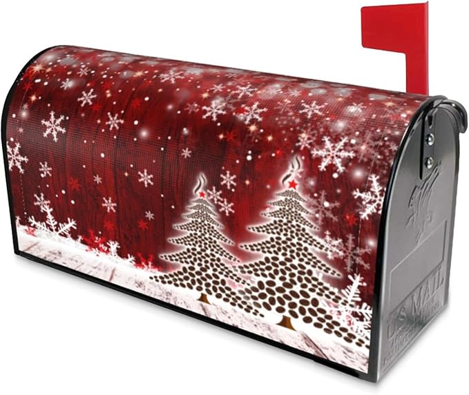 Christmas Mailbox Covers Xmas Tree Snowflake Magnetic Letter Post Box Cover Standard Size 25.5 x 21 Inch Garden Yard Home Decorative
