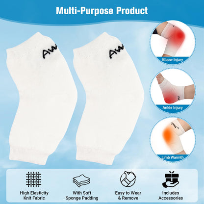 Awaiymi Heel And Elbow Protectors (One Pair) with Foam Pads, Lightweight Knit Elbows Pads for Elderly, Tendinitis, Arthritis and Plantar Fasciitis, Elbow Protector Sleeve for Men, Women, Medium Size