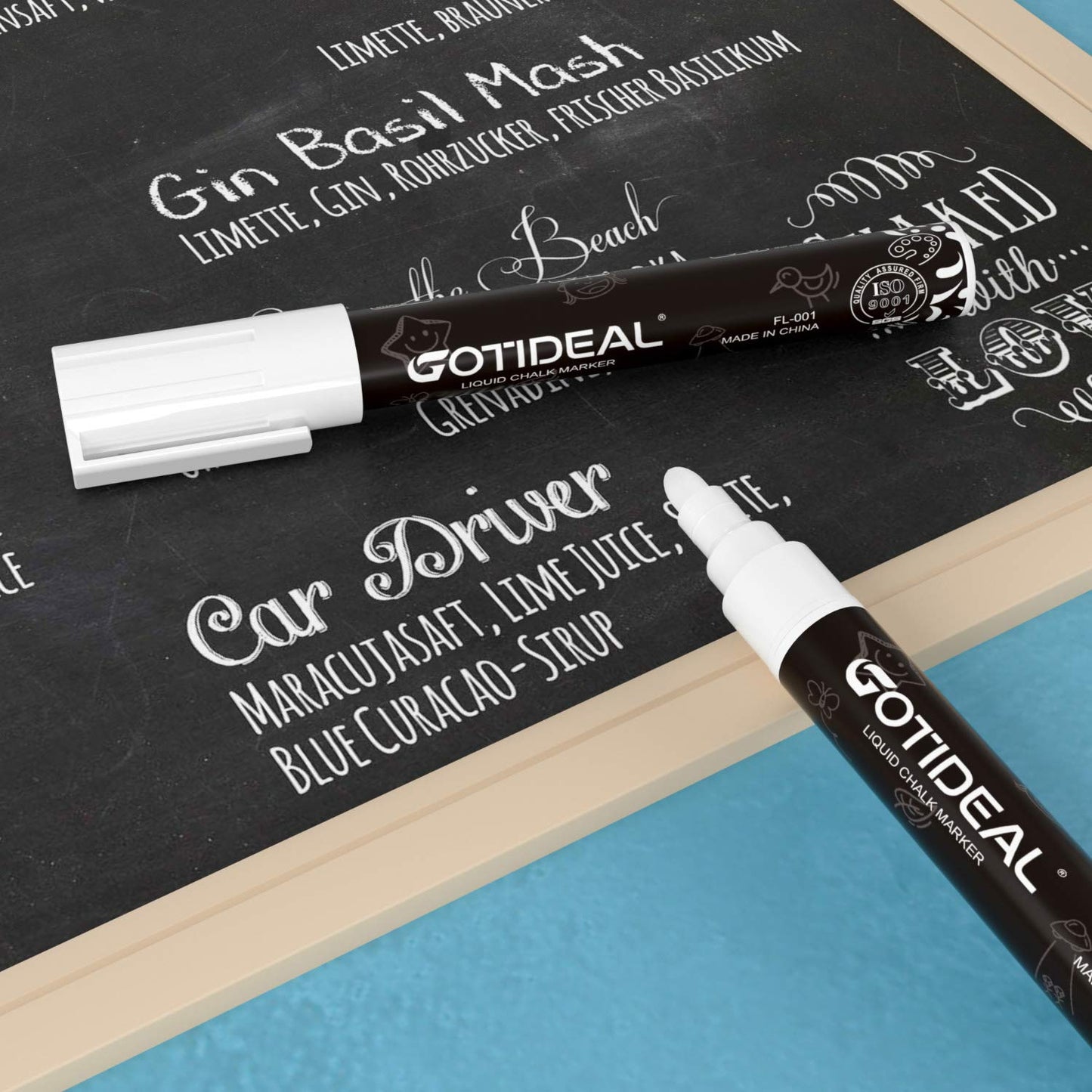 GOTIDEAL White Liquid Chalk Markers, 12 Pack Chalkboard Markers, Chalk Pens for Car Windows, Signs, Blackboard, Glass Painting, Erasable 6mm Reversible Chisel & Bullet Tip