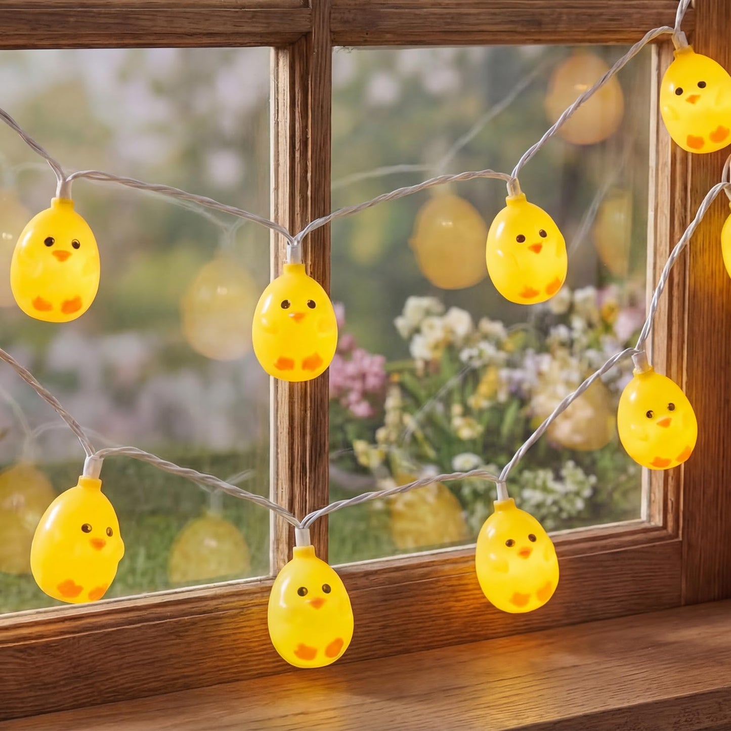 GOOTHY Easter Chicken String Lights Plug in, Indoor Outdoor Easter Decorations Lights with 10 LED Yellow Chicken Light, Hanging Spring Chick Lights for Party Garden Birthday Wedding Home Decor