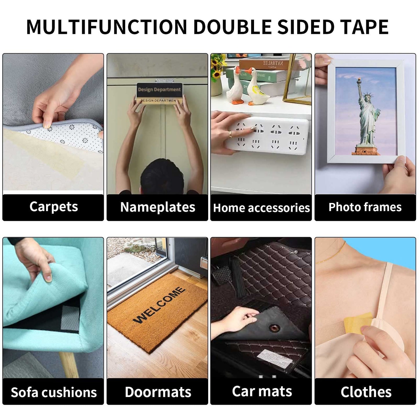 WENSSKKU Double Sided Fabric Tape Heavy Duty,Multifunctional Double Stick Carpet/Fabric Tape,1inch/2inchx33FT10m High Stickness Strong 2 Sided Tape 2 Rolls
