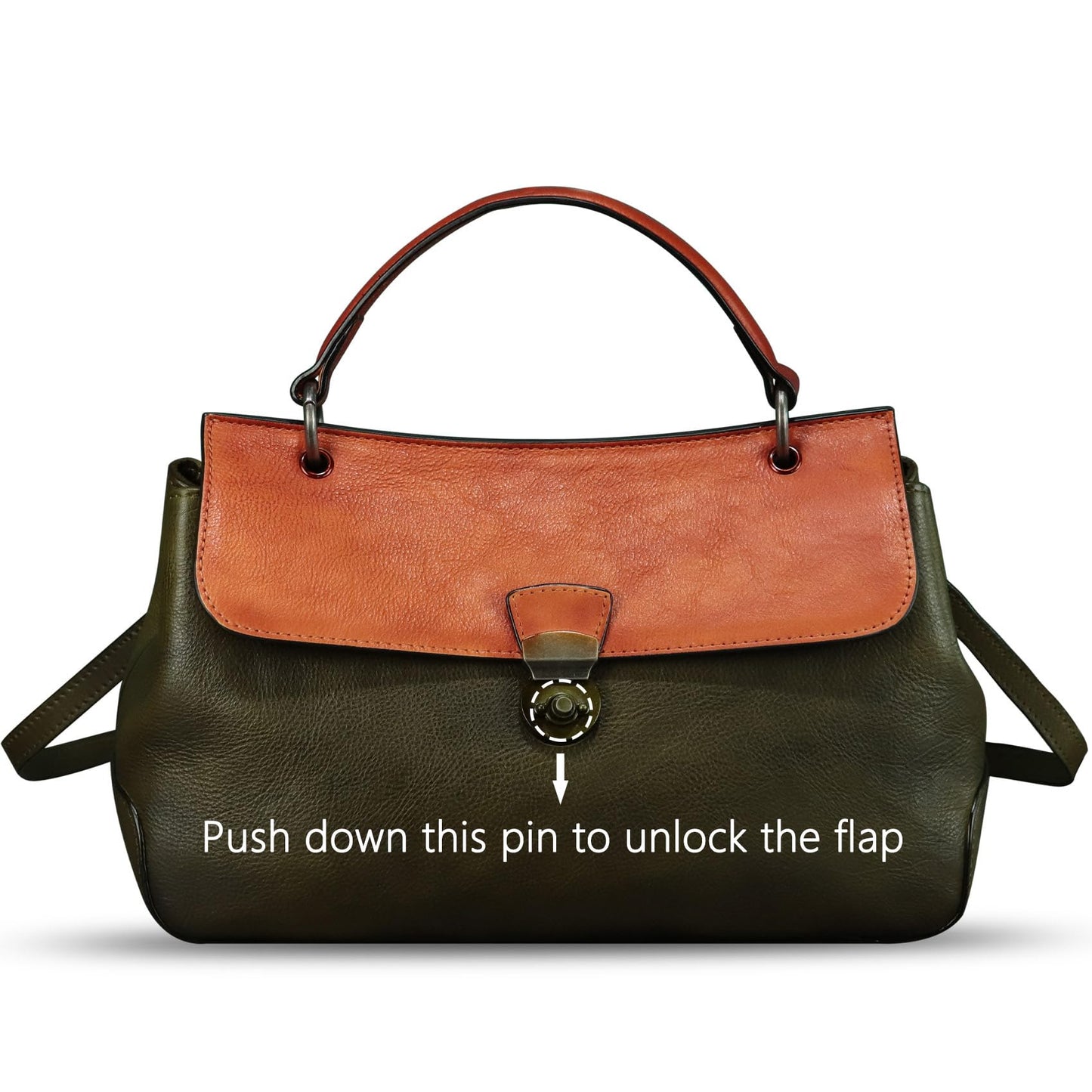 Genuine Leather Handbag Satchel for Women Retro Leather Crossbody Bag Pouch Vintage Ladies Handbag Purse (GreenRF)
