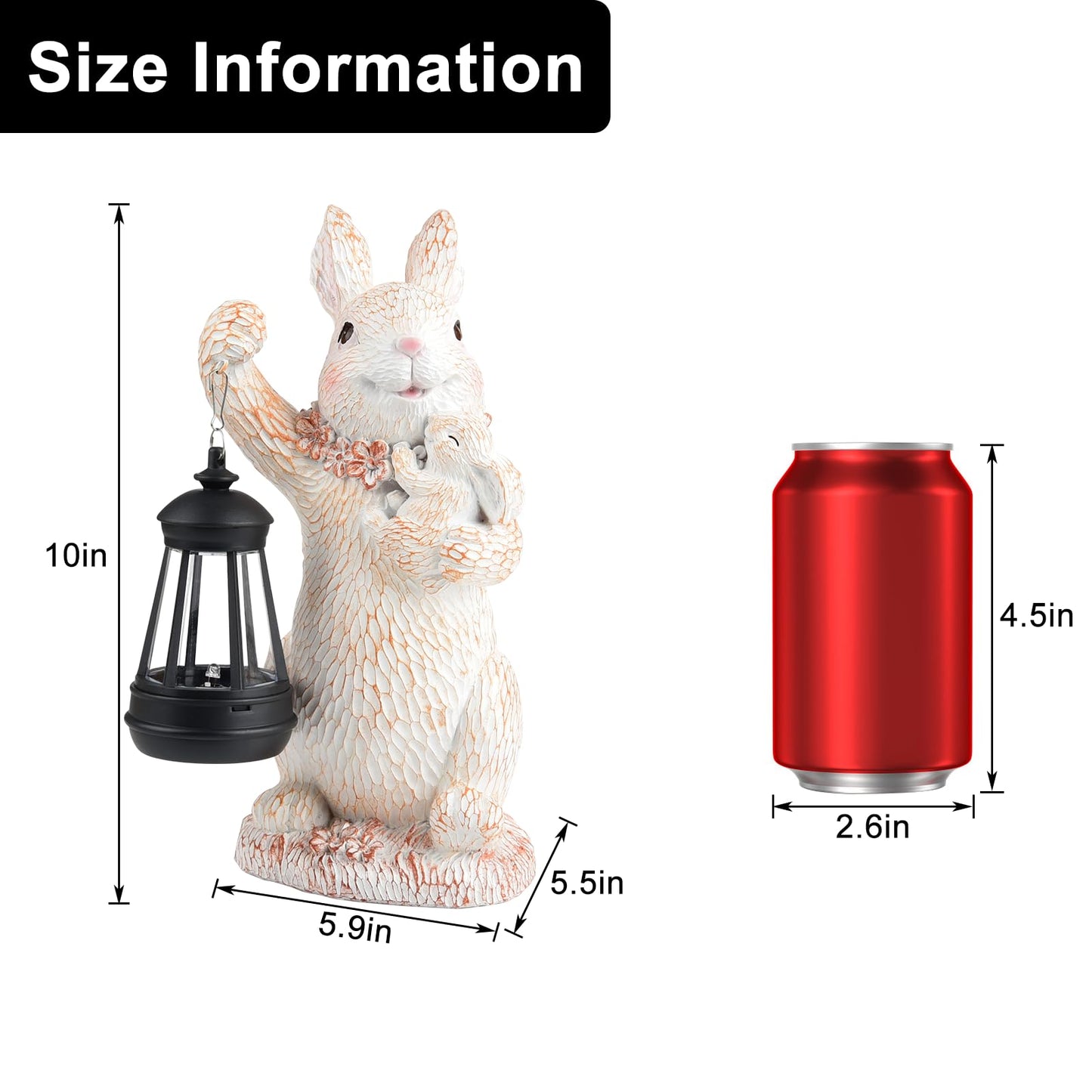 ILLUMINEW Solar Garden Statues Rabbit Lights, Outdoor Lighted Bunny Garden Decor Waterproof Figurines for Patio Porch Balcony Yard Lawn Lantern, Unique Easter Gifts for Mom Grandma Mother