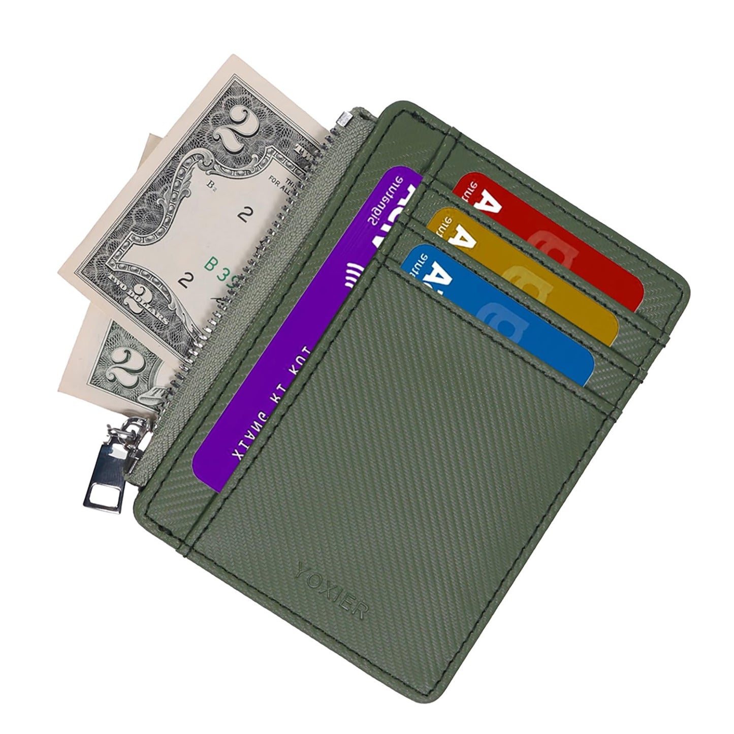 YOXIER Slim Minimalist Wallet, Front Pocket Wallets, RFID Blocking, Credit Card Holder for Men & Women (Matcha Green)