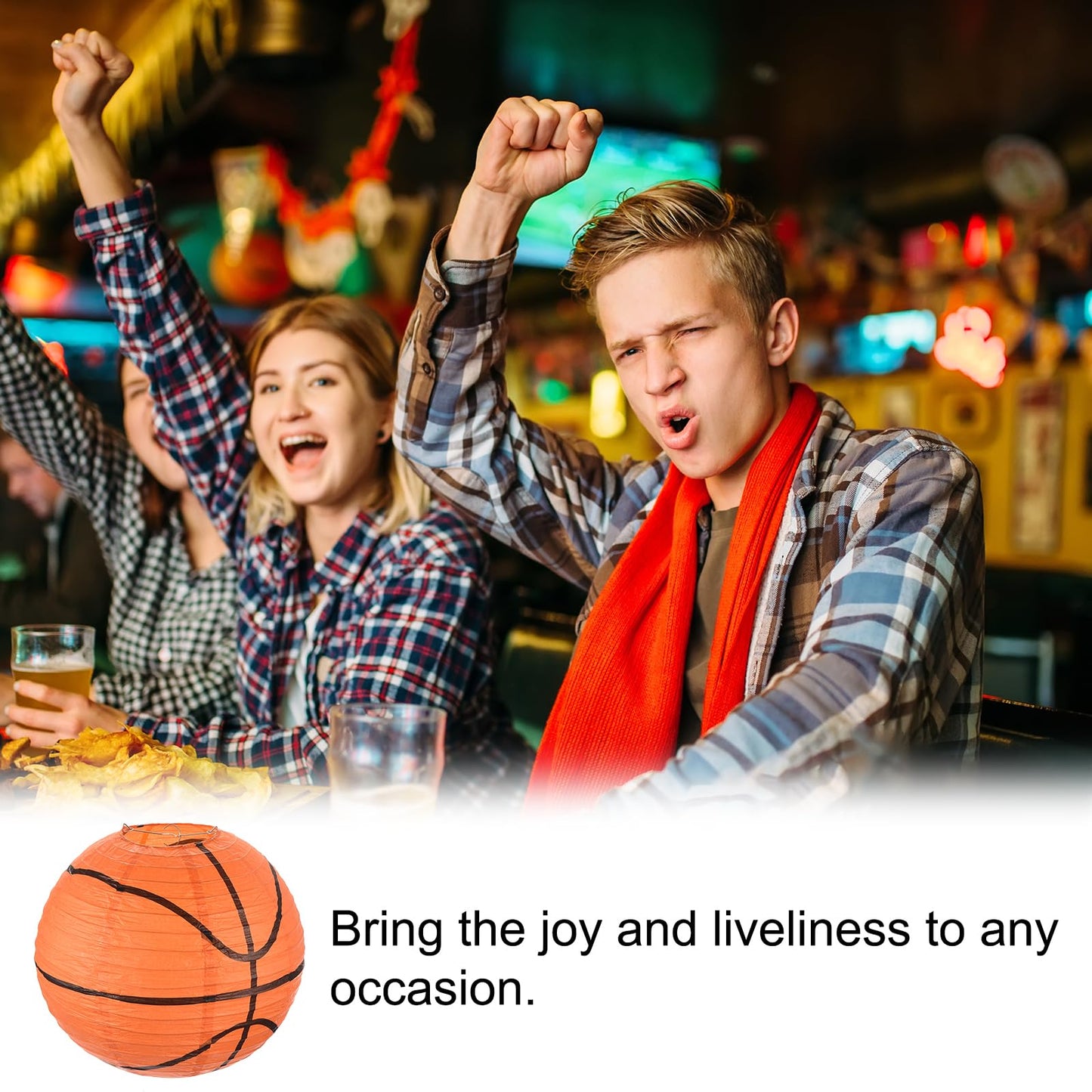 MECCANIXITY Basketball Paper Lanterns, 10" Round Hanging Chinese/Japanese Lantern Decoration for Home Birthday Party Wedding Christmas Classroom Decor, Orange 3 Pcs