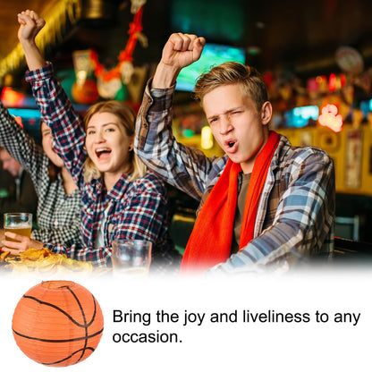 MECCANIXITY Basketball Paper Lanterns, 10" Round Hanging Chinese/Japanese Lantern Decoration for Home Birthday Party Wedding Christmas Classroom Decor, Orange 3 Pcs