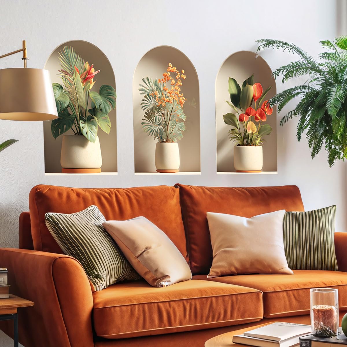3D Potted Plants Wall Stickers，Green Plants Wall Decals，Peel and Stick 3D Magic Art Sticker，for Living Room Bedroom Aisle Entrance Sofa Backdrop Yoga Room Home Decor (Potted Flower Decor 47)