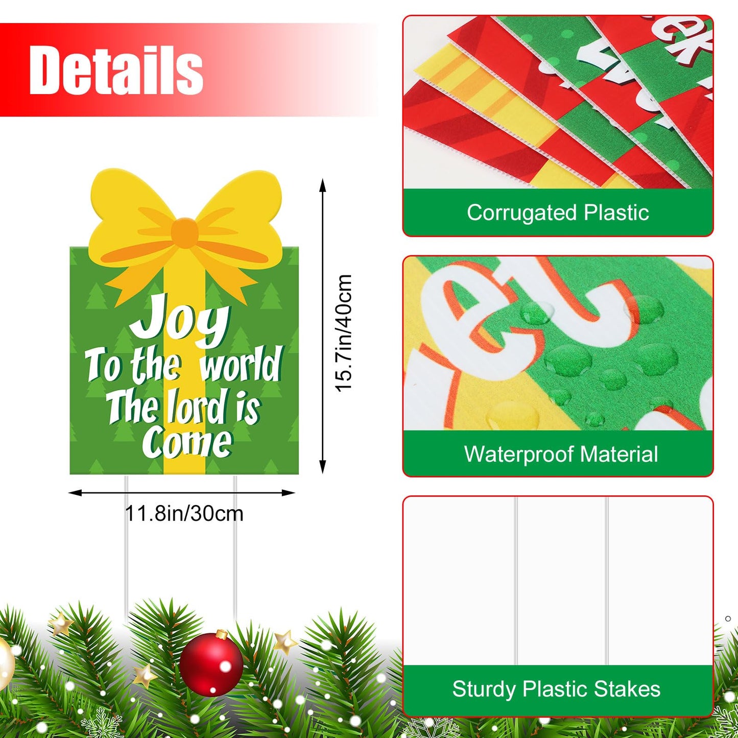 Suzile 8 Pcs Christmas Nativity Yard Signs with Stakes - Religious Gift Box Decorations - Jesus Is the Reason Lawn Ornament Sign for Church, Home, Inside & Outdoor Decoration