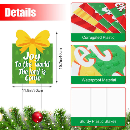 Suzile 8 Pcs Christmas Nativity Yard Signs with Stakes - Religious Gift Box Decorations - Jesus Is the Reason Lawn Ornament Sign for Church, Home, Inside & Outdoor Decoration