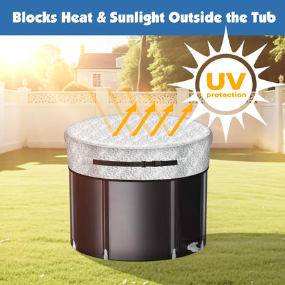 Ice Bath Tub Cover, 3 Layers Insulation and Silver UV Heat Reflective Cold Plunge Tub Cover, Zip Up All Weather Protection Ice Pod Cover, 32.5''D x 9''H