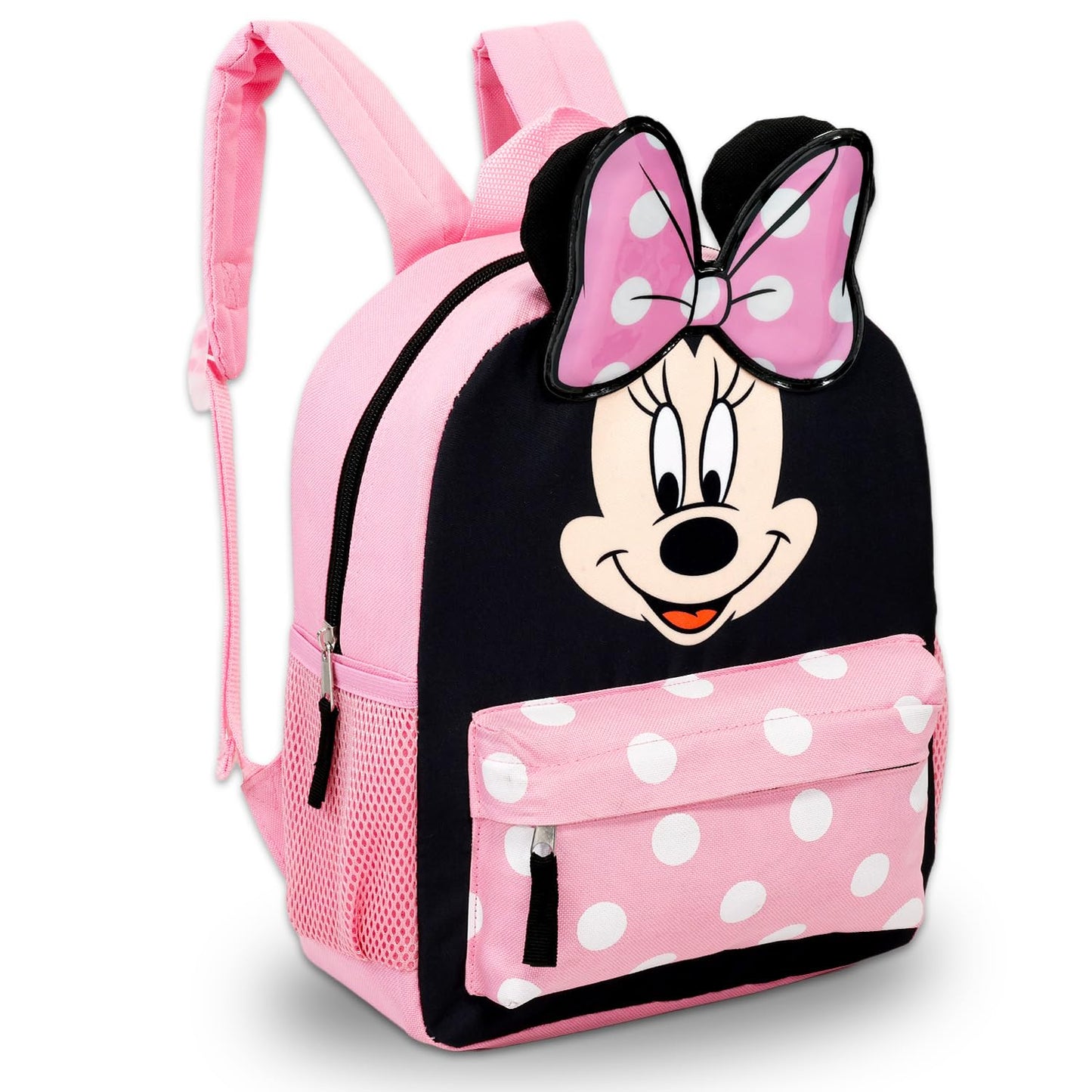 Disney Minnie Mouse Backpack for Girls Toddlers Kids - Bundle with 12" Preschool Toddler Backpack with Ears, Bow, and Stickers (Minnie Mouse School Supplies)