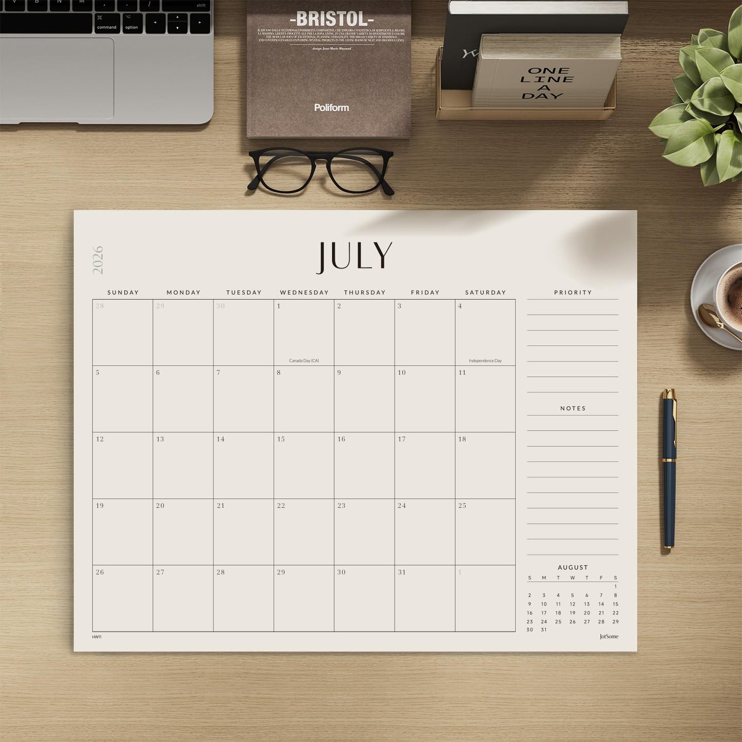 Jotsome Large Desk Calendar 2026-2027, Desk Pad Calendar From Now to June 2027 22x17 inch, Desk Blotter Calendar for Home and Office, Easy Planning (Beige, 17" x 22")