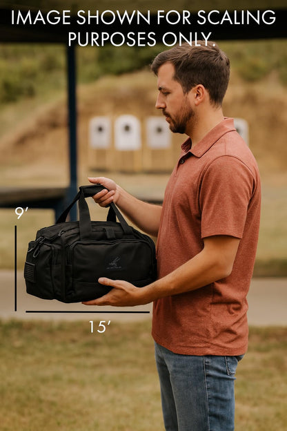 Exos Tactical Range Bag - Medium Size Range Bag for Shooting - Gun Case for Handguns, Ammo Storage, Tactical Backpack, Molle Webbing, Free Subdued USA Patch, Designed in the USA (Purple)