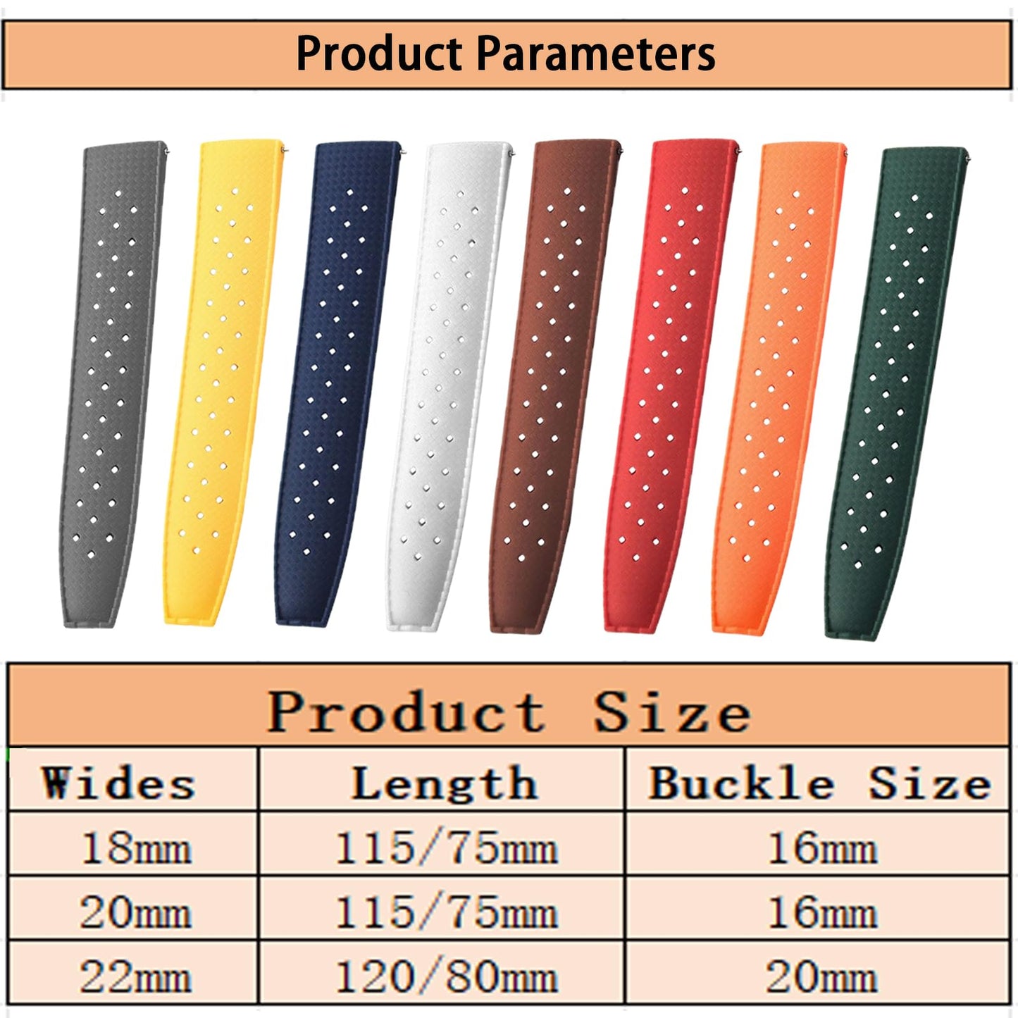 Nizonlaie FKM Rubber Watch Band Tropical Style Quick Release Fluororubber 18mm 20mm 22mm Watch band Soft Breathable Durable Sporty FKM Rubber Watch Strap Replacement Band Strap Men Women