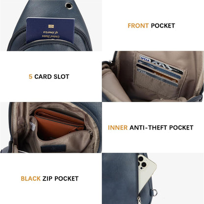 BOSTANTEN Sling Bag Cross Body Bag Trendy Leather Crossbody Purse Chest Bag with Adjustable Guitar Strap for Travel