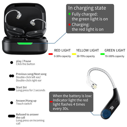 KZ AZ09 Wireless IEM Bluetooth Adapter 5.4 Module Noise Isolation C-pin Bluetooth Headphone for KZ ZS10 PRO/ZS12 PRO X/ZS10 PRO 2/ZSN Pro X/ZSN PRO/EDX PRO/Castor, CCA CRA/C12