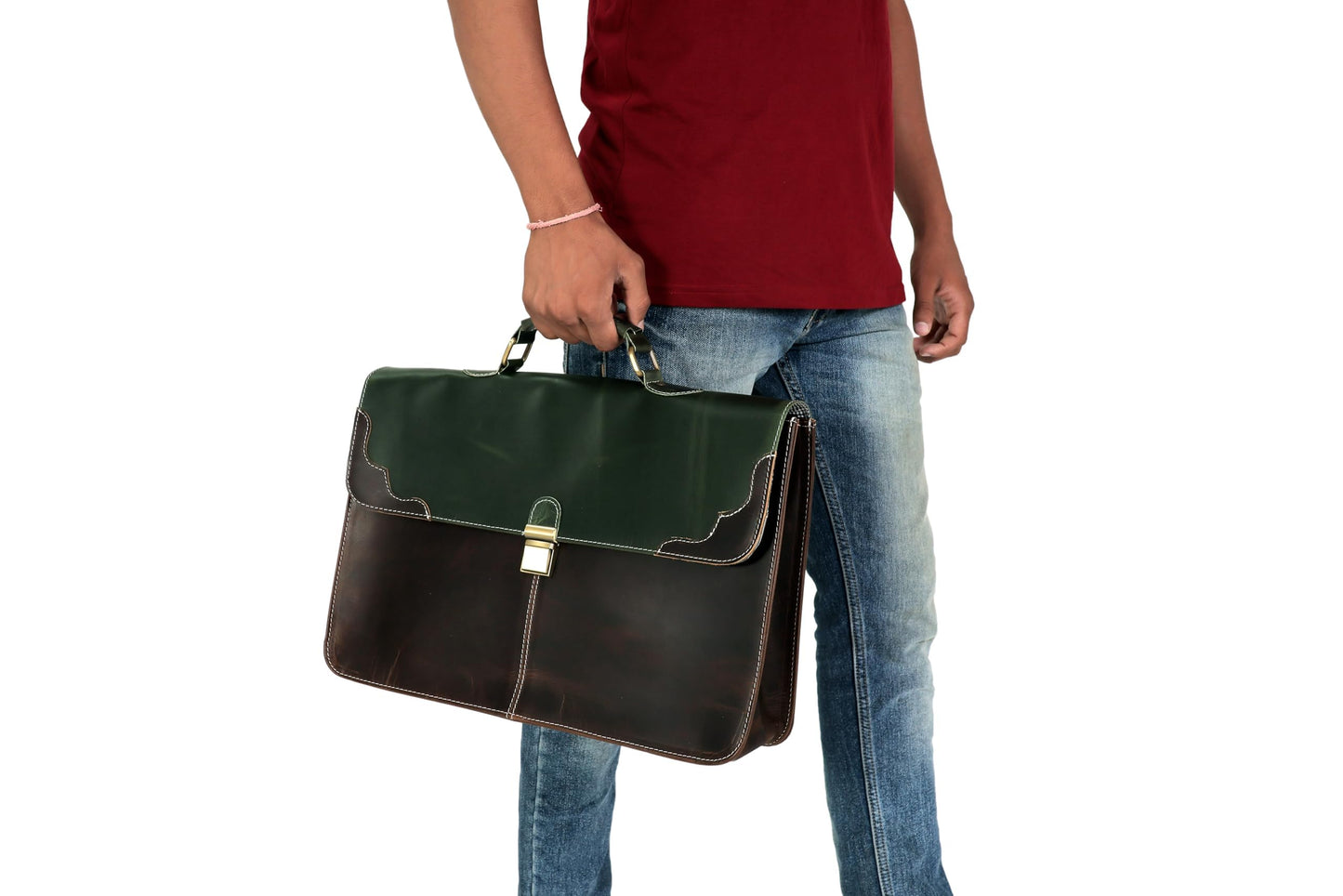 The Tannery Full Grain Genuine Leather Laptop Briefcase For Men & Women, Handcrafted Satchel For Work Crossbody Messenger Bag With Reinforced Strap Everyday Use, Best Gift For Father's Day (14 Inches)