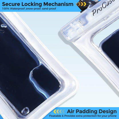 ProCase [Floatable] 2 Pack Floating Waterproof Phone Pouch Up to 7", IPX8 Underwater Phone Case Dry Bag for iPhone 16 15 14 13 12 11 Pro Max Xs Max XR X 8 7 Plus SE/Galaxy S24 S23 S22 -Clear