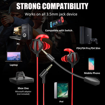 YYUNJINI Gaming Headset with Microphone Wired Gaming Earbuds PC for PS4 PS5 One PlayStation 5 Games Mobile Phone,Detachable Stereo Bass Earphones Noise Cancelling Gaming Headphones with Mic Black