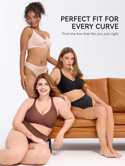 LUCKMEEY Bras for Women No Underwire Wireless Bras - Seamless Push Up Full Coverage Bralettes Comfortable Everyday Bra