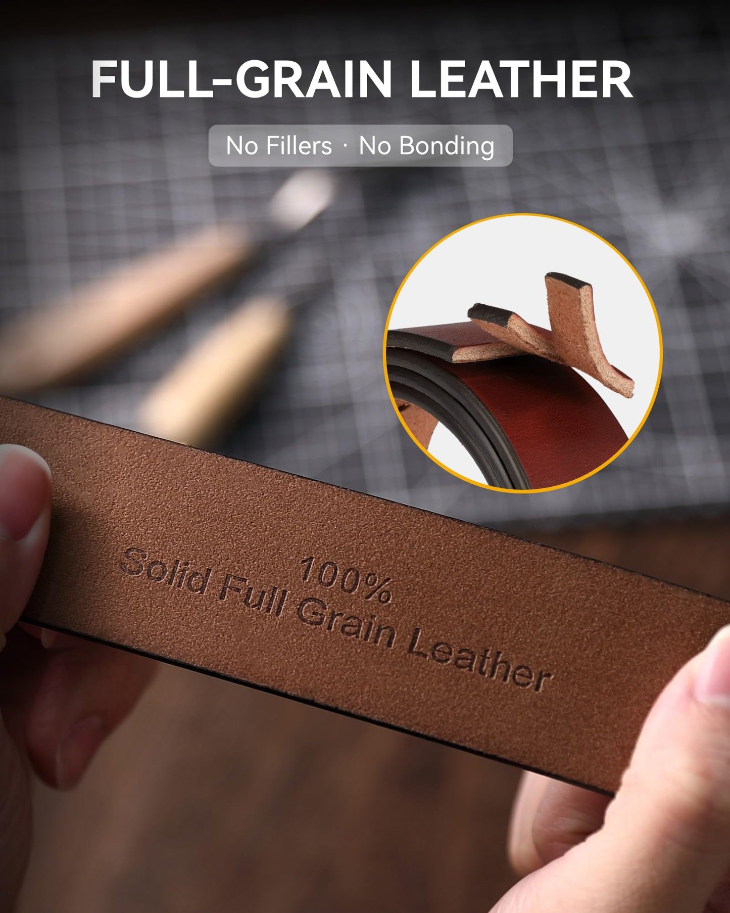 CHAOREN 1.5" Mens Belts Leather - Full Grain Leather Belts - Ideal for Casul Jeans & Work Wear