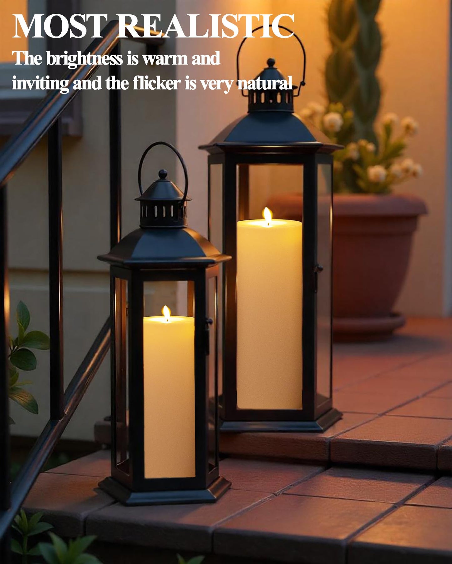 Gmnee 4"x8" Outdoor Waterproof Flameless Candles with Remote Timers Plastic