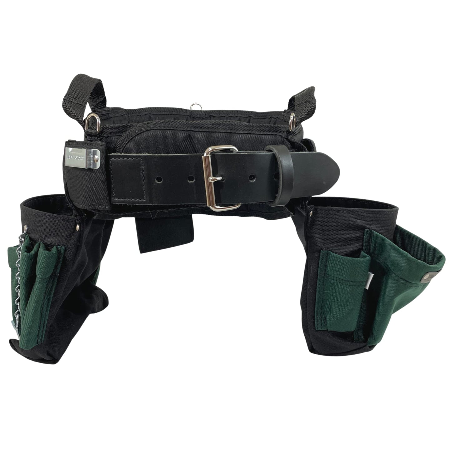BOULDER BAG Professional Electrician's MAX Combo with Comfort Back Support Tool Belt, Leather Belt Buckle, Heavy Duty Work Belt, Green, (Medium 28-32 Inch Waist), Made in USA