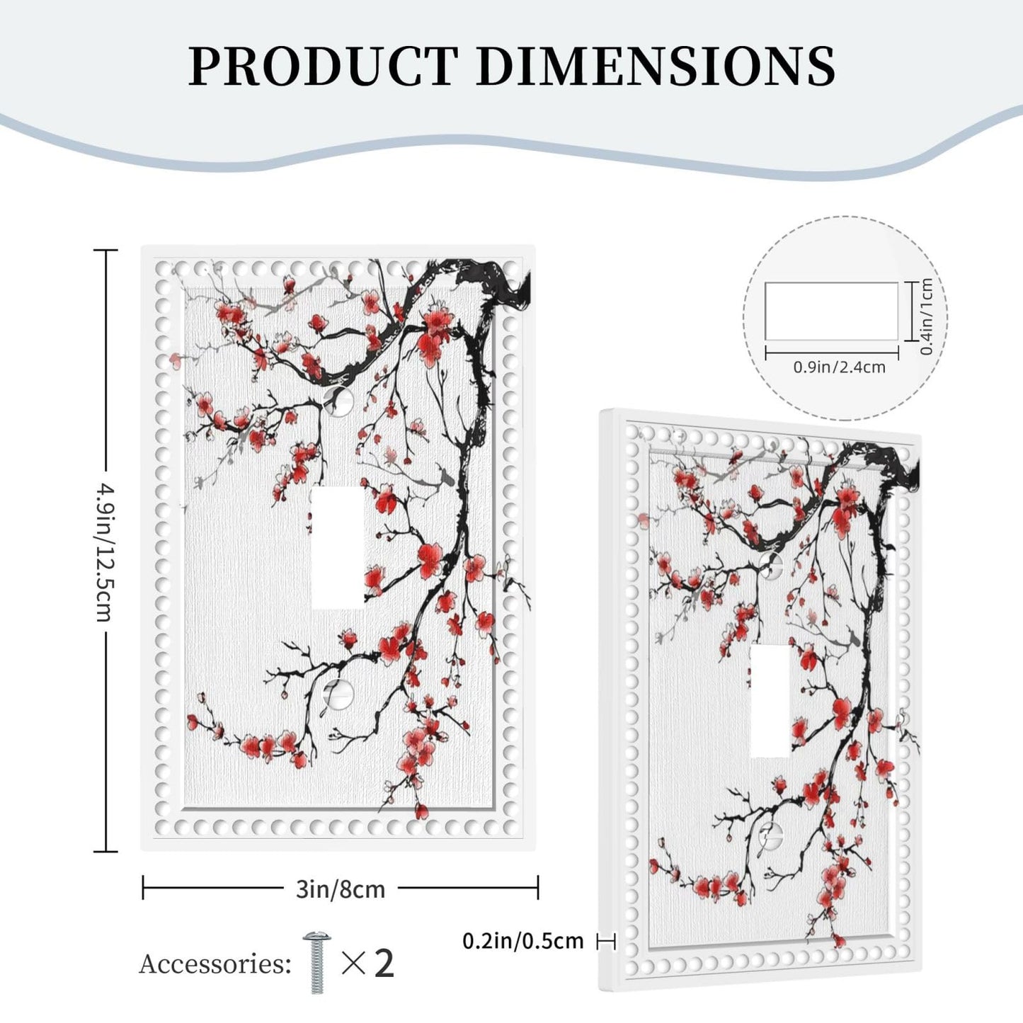 Red Plum Blossom 1 Gang Light Switch Plate Oriental Asian Chinese Traditional Ink Painting Classic Art Natural Creative Single Toggle Wall Plate Cover Switchplate Faceplate Japanese Ink Abstract Decor