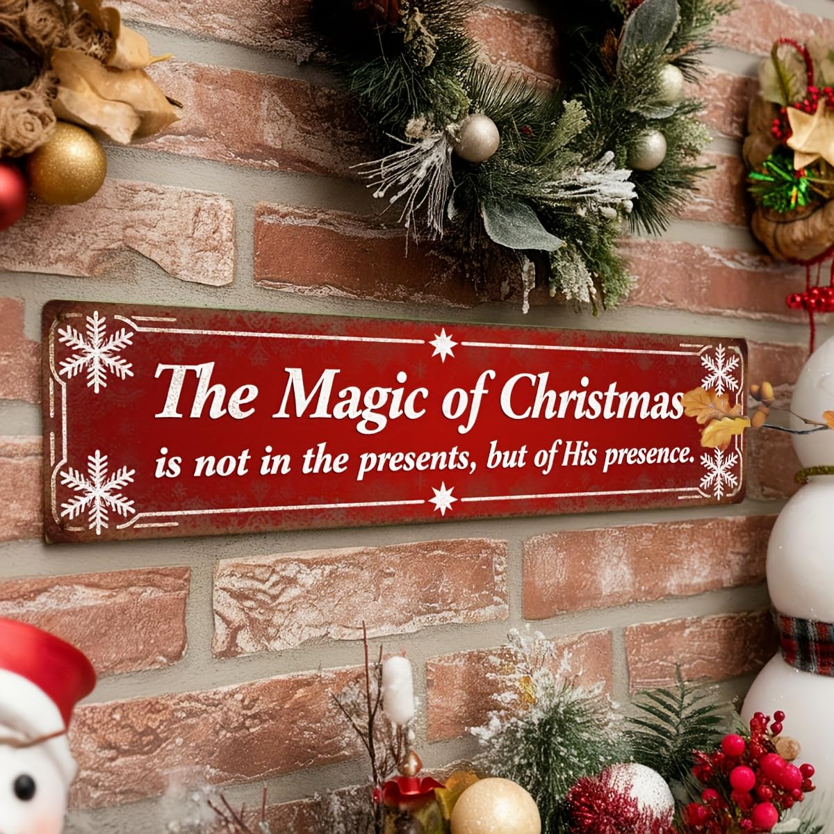 The Magic of Christmas Metal Sign Christmas Wall Art Wall Decor for Home, Living Room, Winter Decorative Signs & Plaques 4x16 Inch