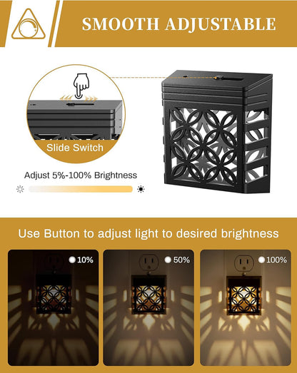 Night Light, Nights Lights Plug Into Wall [2 Pack], Plug in Night-Light, Nightlight, Dusk to Dawn Sensor, Adjustable Brightness Nightlights for Bathroom, Hallway, Stairway, Soft White