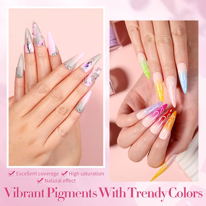 BORN PRETTY Acrylic Nail Kit - Acrylic Powder (Clear, White, Pink) & Liquid Set with Nail Forms, Brush Pen, File & Glass Container - Beginner Friendly