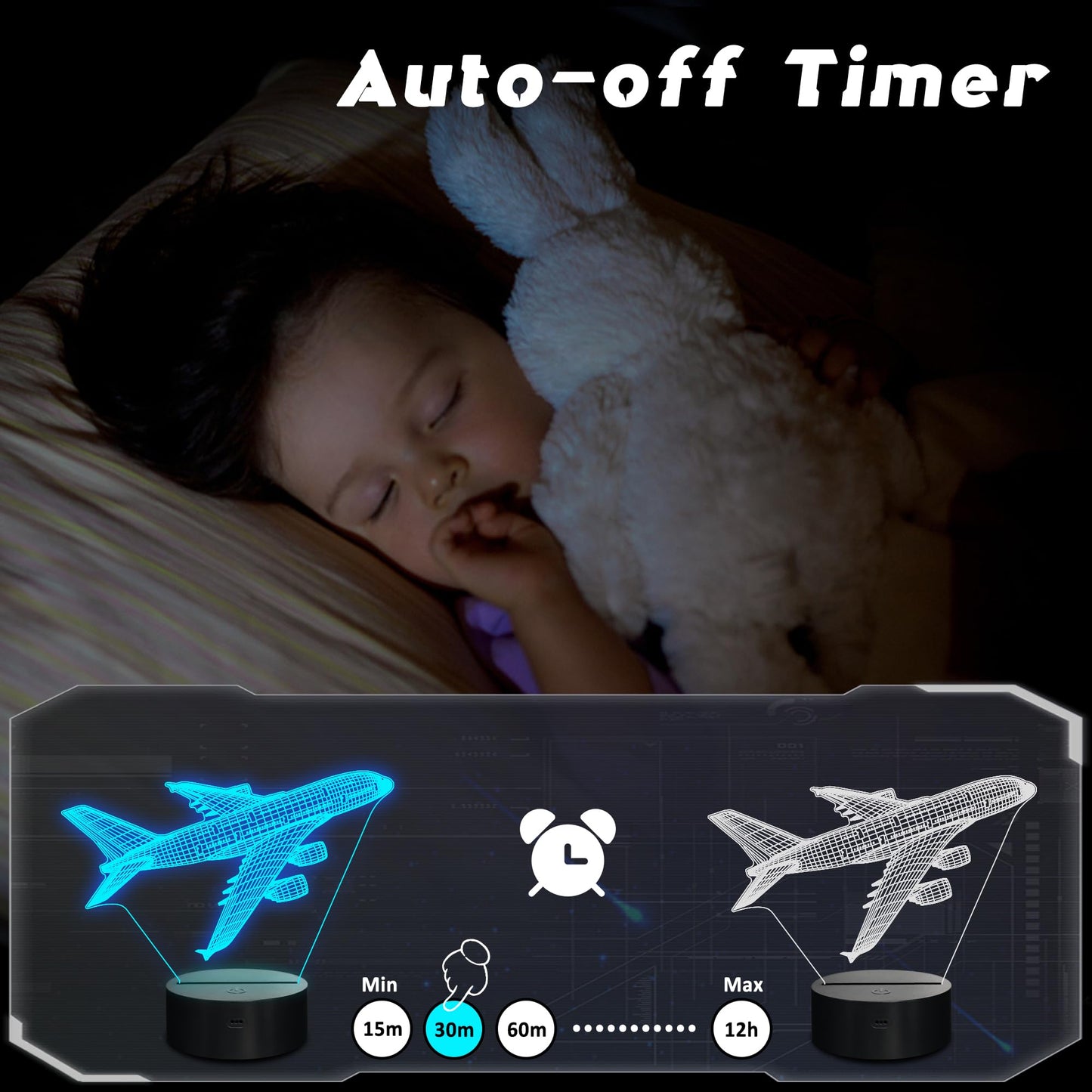 CoolGift Mart Airplane Night Light, 3D LED Optical Illusion Airplane Lamp with Remote Control and Timer, Christmas and Birthday Airplane Gifts for Men Boys Kids