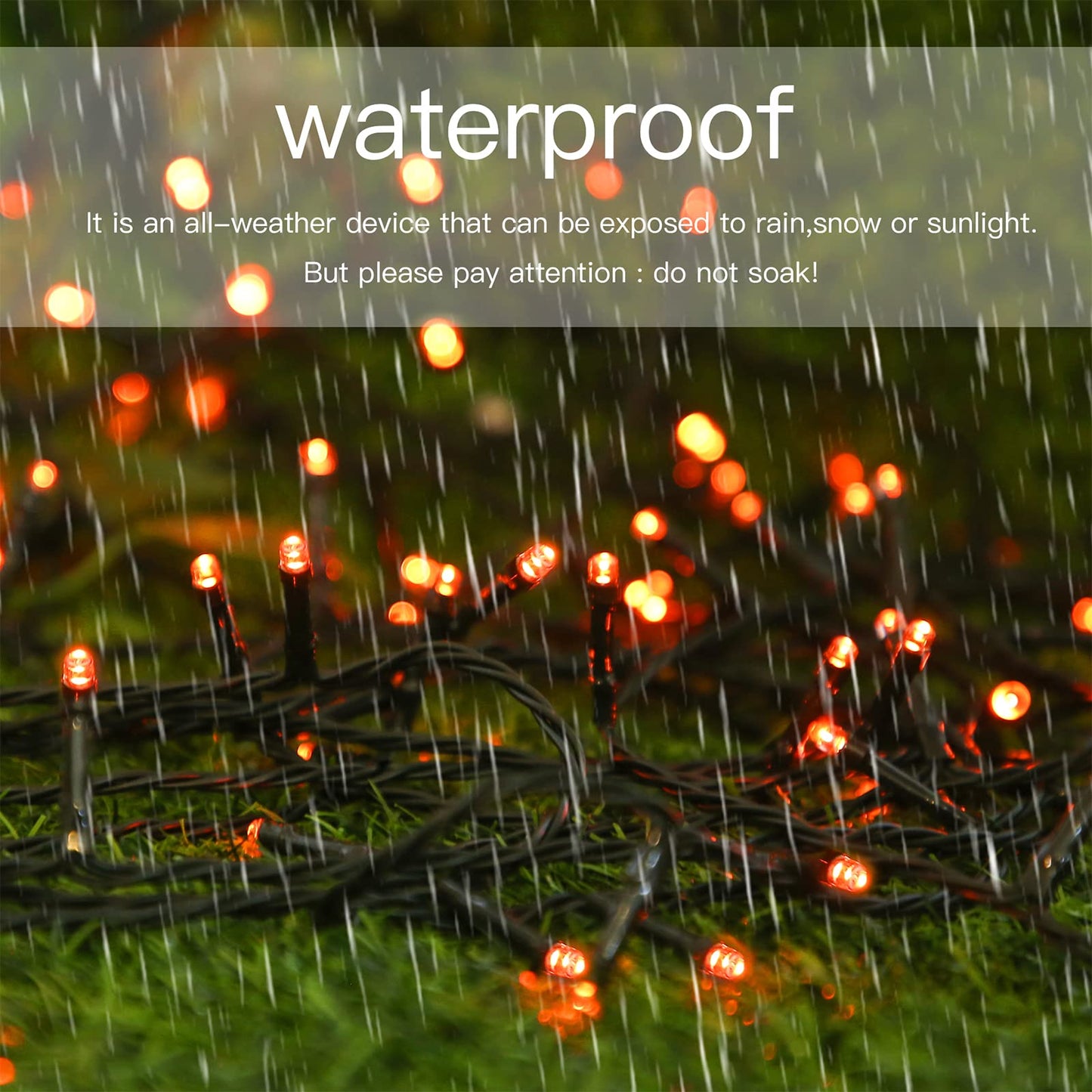 Solar Halloween String Lights Outdoor Orange, 2Pack 144ft 400 LED Spooky Lights 8 Modes with Timer, IP44 Waterproof Twinkle Lights for Fall Party, Patio, Garden Decor