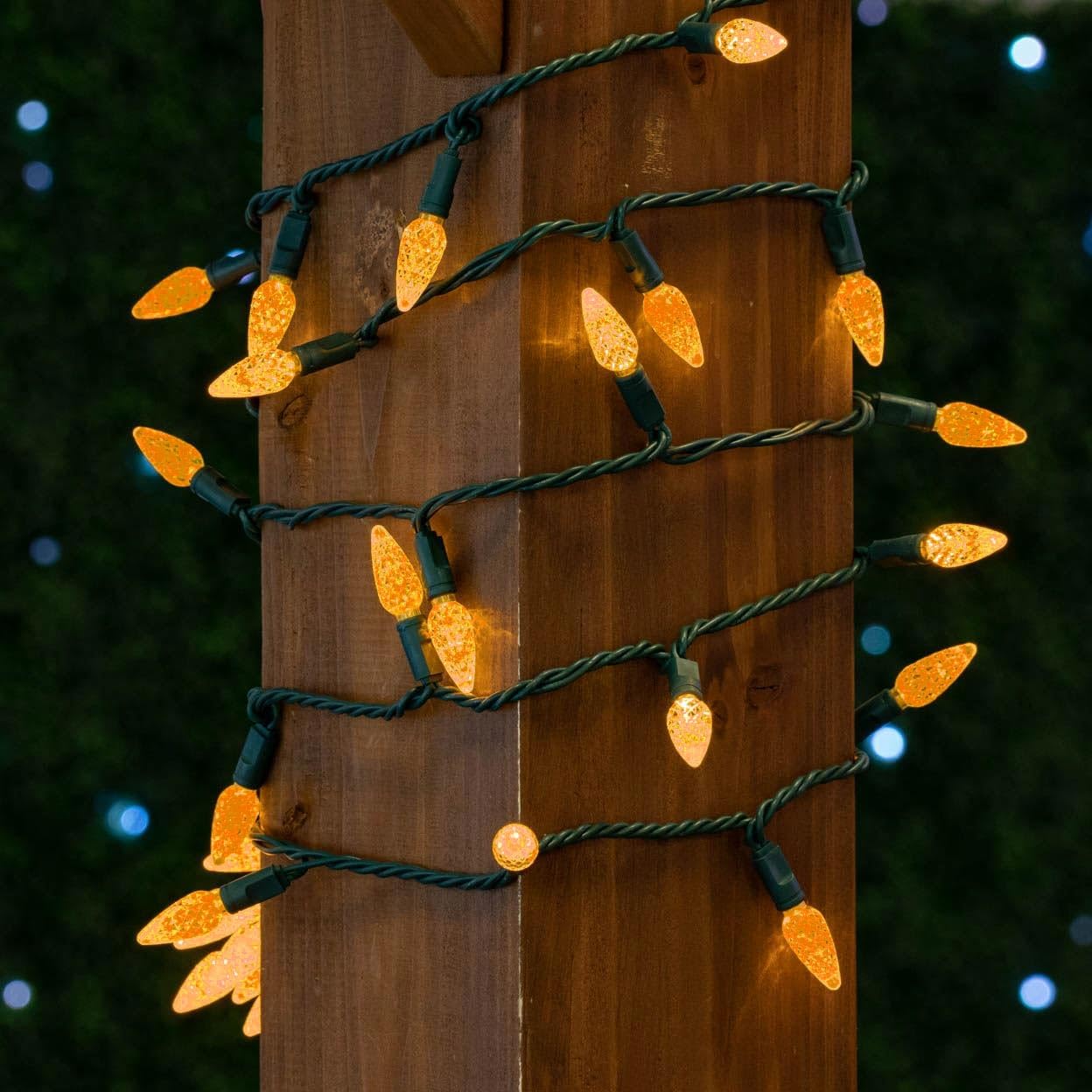 Novelty Lights 24FT 70 LED C6 LED Halloween String Lights, Outdoor Christmas Tree Commercial Grade LED String Lights, Permanent Christmas Lights Tree Decorations (Orange)
